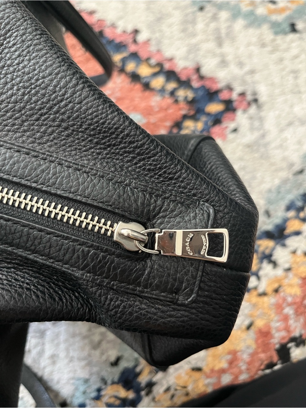 Coach Hallie Shoulder Bag. Black Pebble Leather with Silver Hardware - Picture 9 of 9